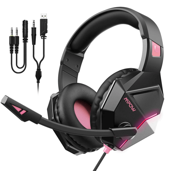 Mpow EG10 Wired Gaming Headset 7.1 Surround Sound RGB Lights With Microphone