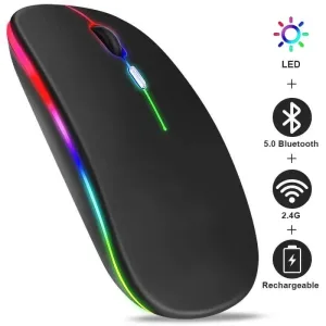 Anxin Rechargeable Wireless Bluetooth Mouse 2.4G USB Mice Silent Click