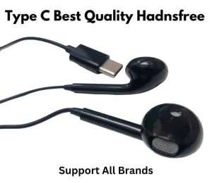 Type C Handsfree Best Quality Top Bass Earphone Black